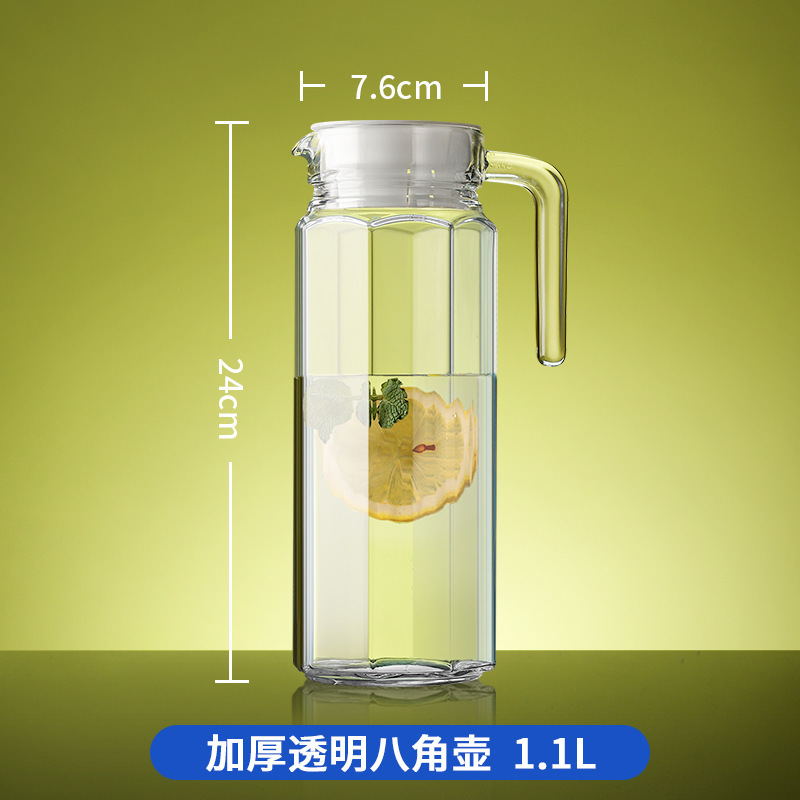 Taza de agua fría de vidrio resistente al calor, tetera de té de gran capacidad, taza de agua fría blanca resistente a altas temperaturas, botella de frutas al por mayor