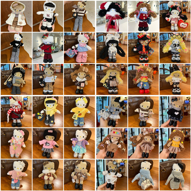 Long-Legged Kt Cat Keychain, Maillard Style Autumn and Winter Outfit, Super Beautiful Long Curly Hair, Macaron Hairpin, Pendant, Crossbody Bag