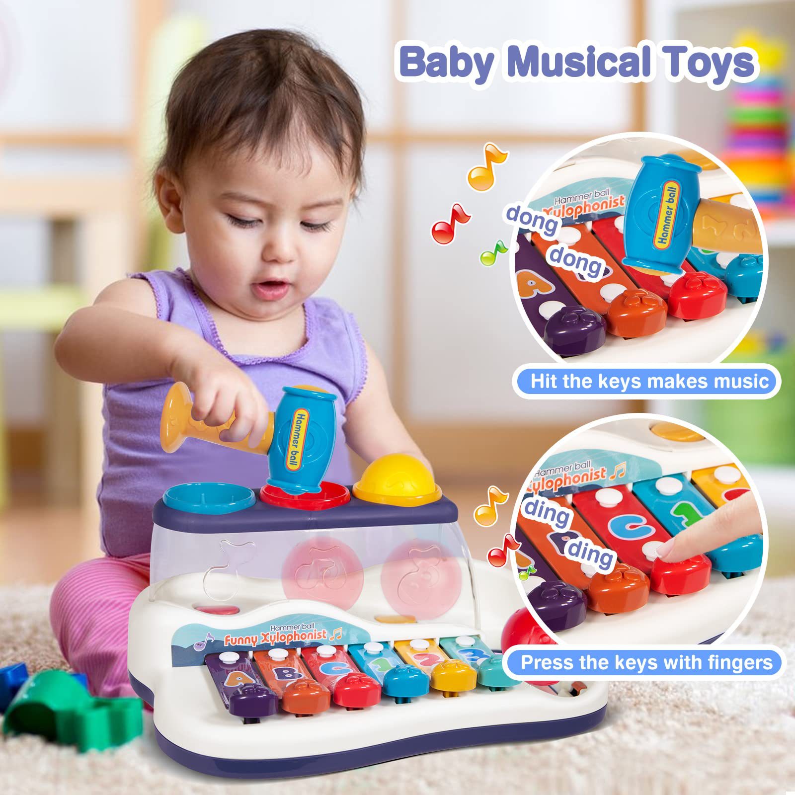 Ventas transfronterizas calientes de bebés golpeando piano fábrica de juguetes para niños al por mayor música de acertijo iluminación juguetes inteligentes