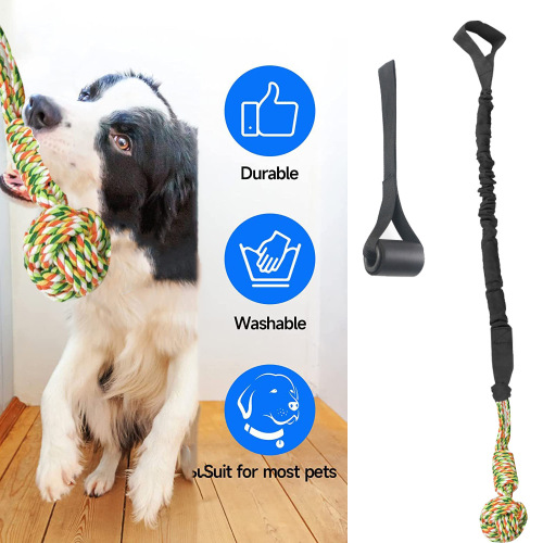 Amazon dog tug of war rope dog molar toy indoor door pull rope ball toy dog ​​tug of war dog toy
