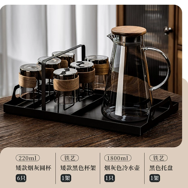 Glass holder, black teapot, 220 ml