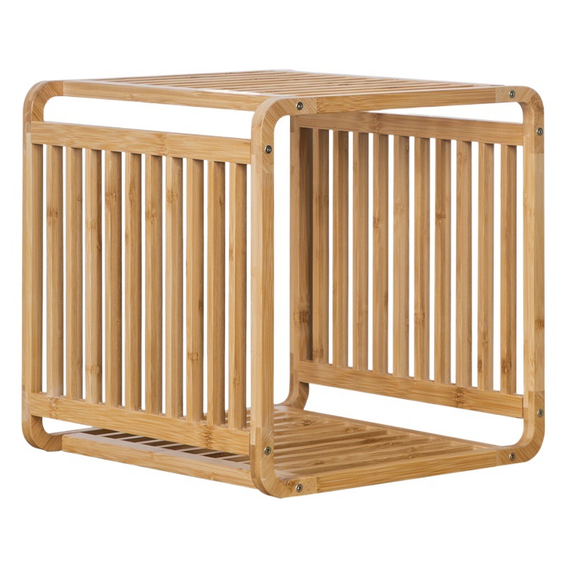 Estante de almacenamiento de múltiples capas estante de almacenamiento de artículos diversos estante de almacenamiento cocina estante de bambú simple Pared de la sala de estar piso estantería estrecha