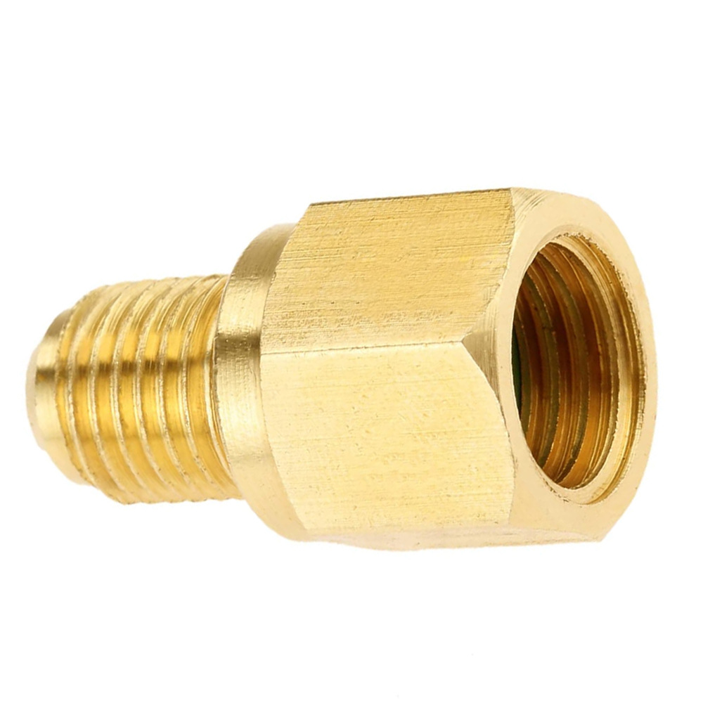 One Piece R1234Yf Vacuum Pump Adapter Refrigerant Tank R12 Connector 1/2 Internal to 1/4" Sae External Thread