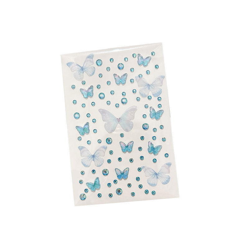 Transfronterizos niños espectáculo estereoscópico mariposa cara pegatinas de diamantes maquillaje de ojos brillante pegatinas faciales joyas faciales pegatinas de perforación