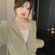 秋冬抹茶短款卫衣外套女春秋2025新款上衣秋装女装小个子加绒开衫
