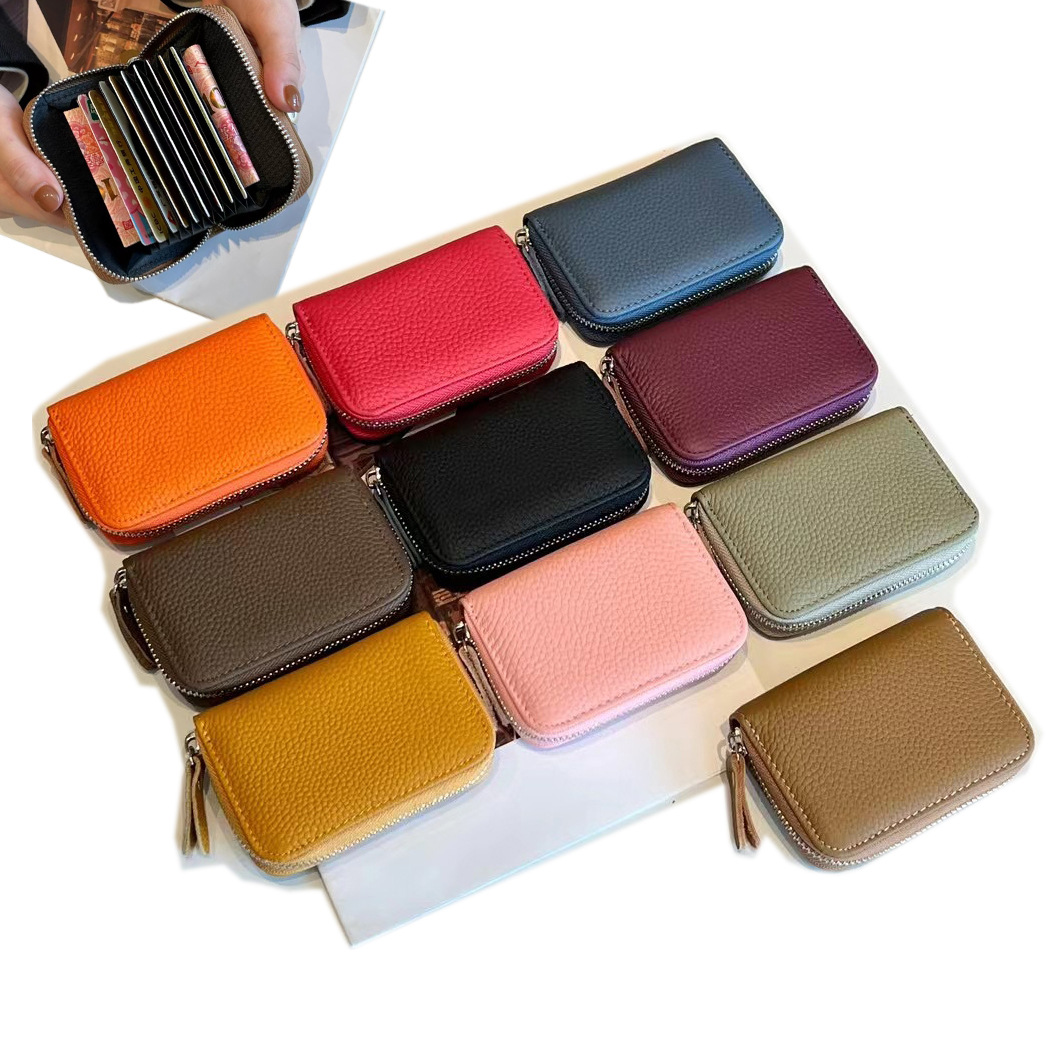 Card holder women's large capacity multi-card slot 2023 new exquisite high-end anti-magnetic compact coin purse genuine card case leather wallet