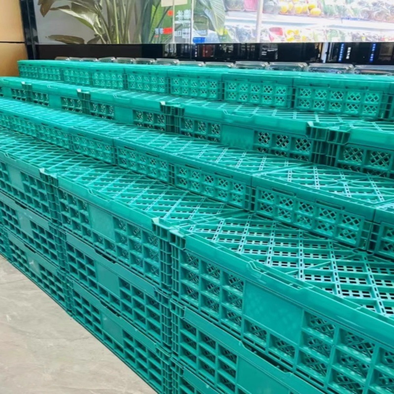水果店折叠筐塑料蔬菜筐超市展示货架堆头水果可折叠式框收纳箱筐