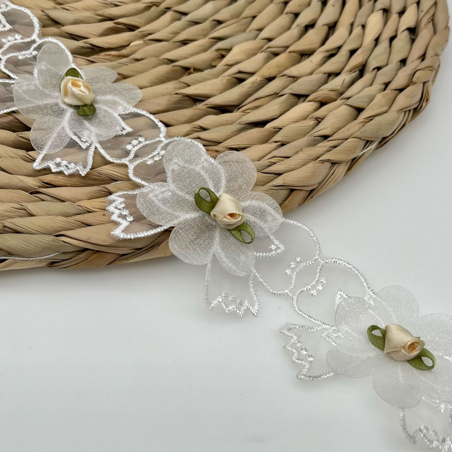 批发服装蕾丝花边条码手工蝴蝶结立体花童装窗帘洛丽塔裙摆花边