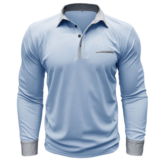 Amazon new autumn and winter men's Paul long-sleeved lapel polo shirt cross-border polo clothes Business Men's top
