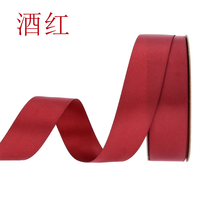 Transfronterizo 2.5 cinta de poliéster de cifrado doble cara cinta de seda mate vestido de boda decoración regalo de flores embalaje cinta forjada 25m