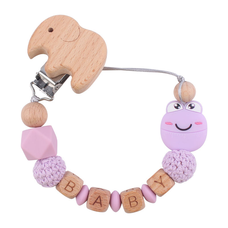 Suministros para bebés dibujos animados animal Rana pájaro mordedor chupete cadena calmante bebé mordedura molar cadena anti-caída