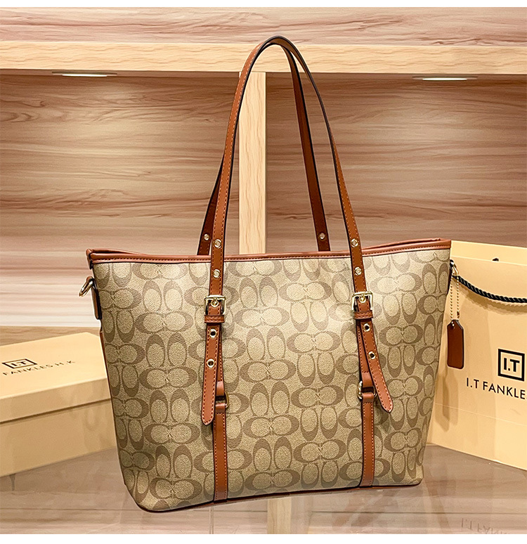 Túi tote da thật nữ đáy rộng phong cách Hồng Kông — nâu chi tiết 10