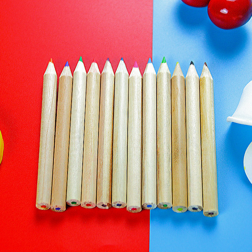 Cartoon Children's Color Pencils 12 Colors Painting Pens with Sharpener, Color Pencil Case Set Student Stationery Bamboo Pencils