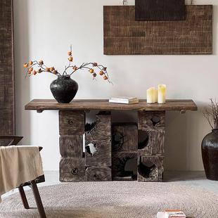 Quiet Style Entrance Table Decorative Table Side Log Retro Old Solid Wood Home Entry Case Living Room Homestay Wall