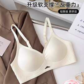 万锦无痕内衣女小胸聚拢果冻条软支撑小拢杯无感文胸无钢圈胸罩女