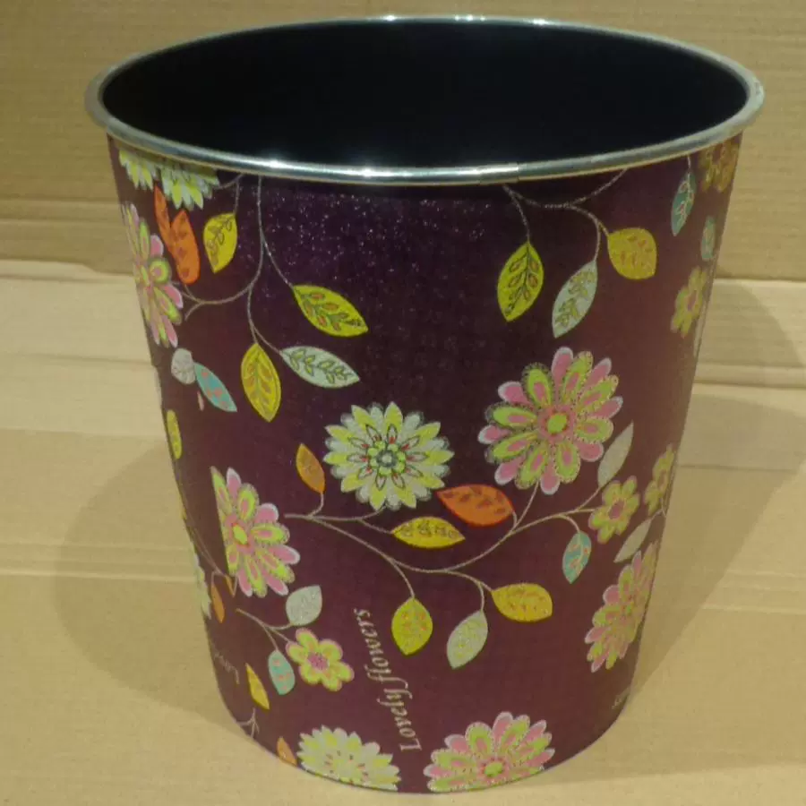 【无盖卫生桶】厂家批发圆形塑料垃圾桶 客厅创意印花纸篓垃圾桶