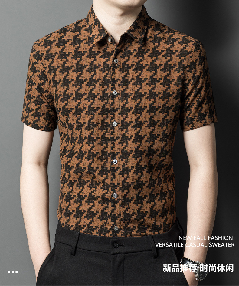 Mulberry silk short-sleeved shirt for men in summer, loose, casual, fashionable and versatile. Thin silk satin shirt for dad pic 2