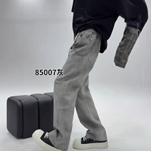 美式高街复古做旧宽松新款牛仔裤男士潮流百搭修身直筒休闲长裤子