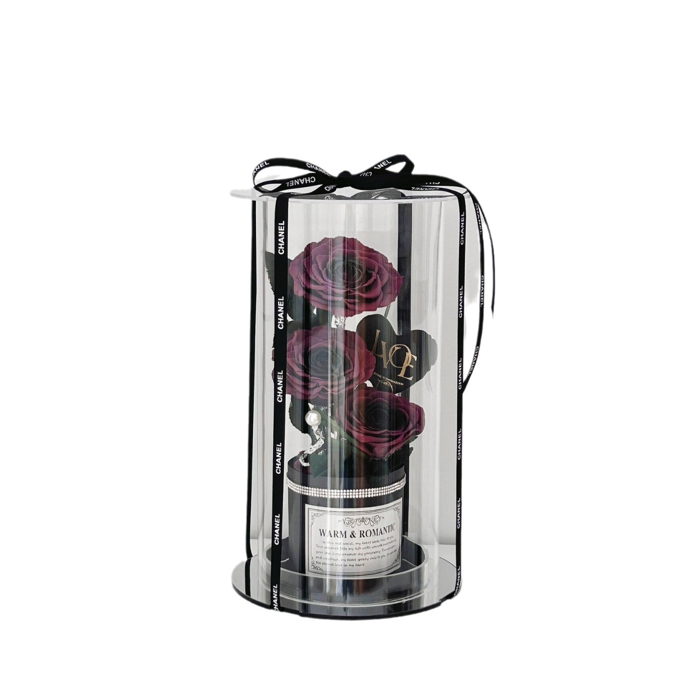 Caja de regalo de acrílico de rosa gigante para el día de San Valentín para la novia de alta calidad.