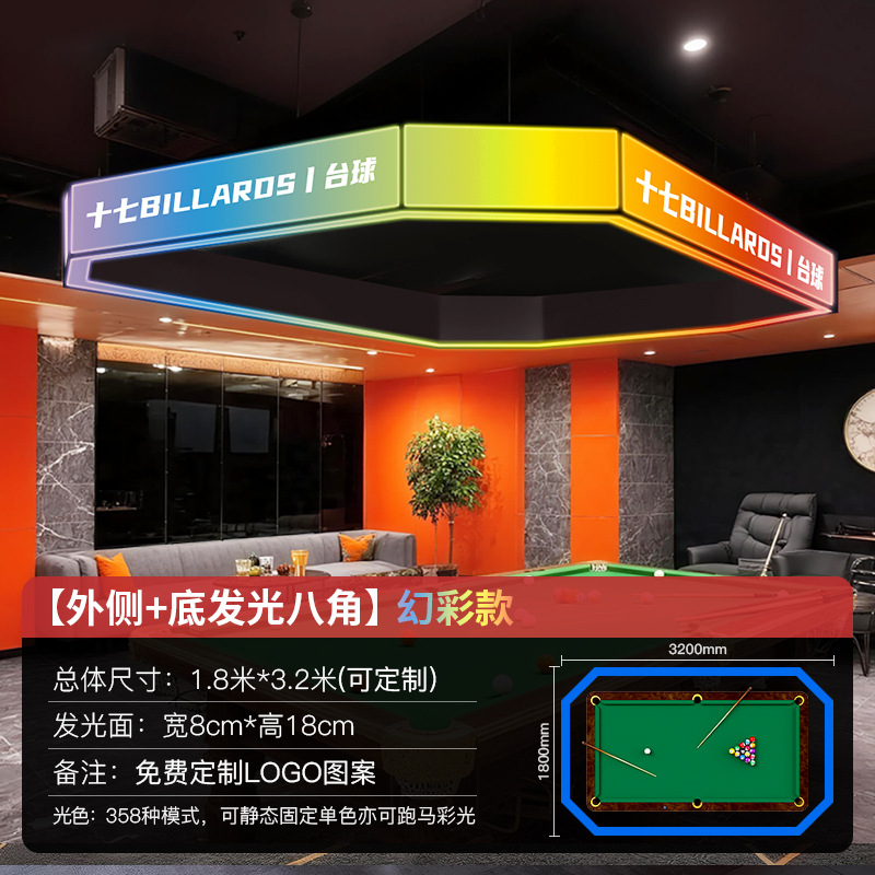 Cinco lados iluminantes sala de billar luz de atmósfera sala de billar luz de atmósfera lámpara especial de snooker mesa de billar lámpara led image 36