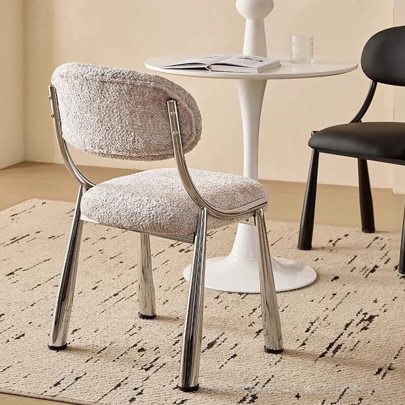 Sean Lamb Chair for Home Use, Light Luxury Designer Dining Table and Chair, French Minimalist Dining Chair, Casual Vintage Backrest Chair