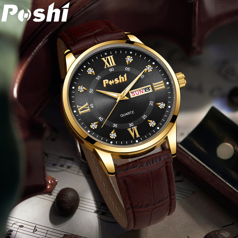 POSHI marca impermeable luminoso nuevo reloj de hombre correa de pareja reloj de cuarzo reloj de mujer de moda