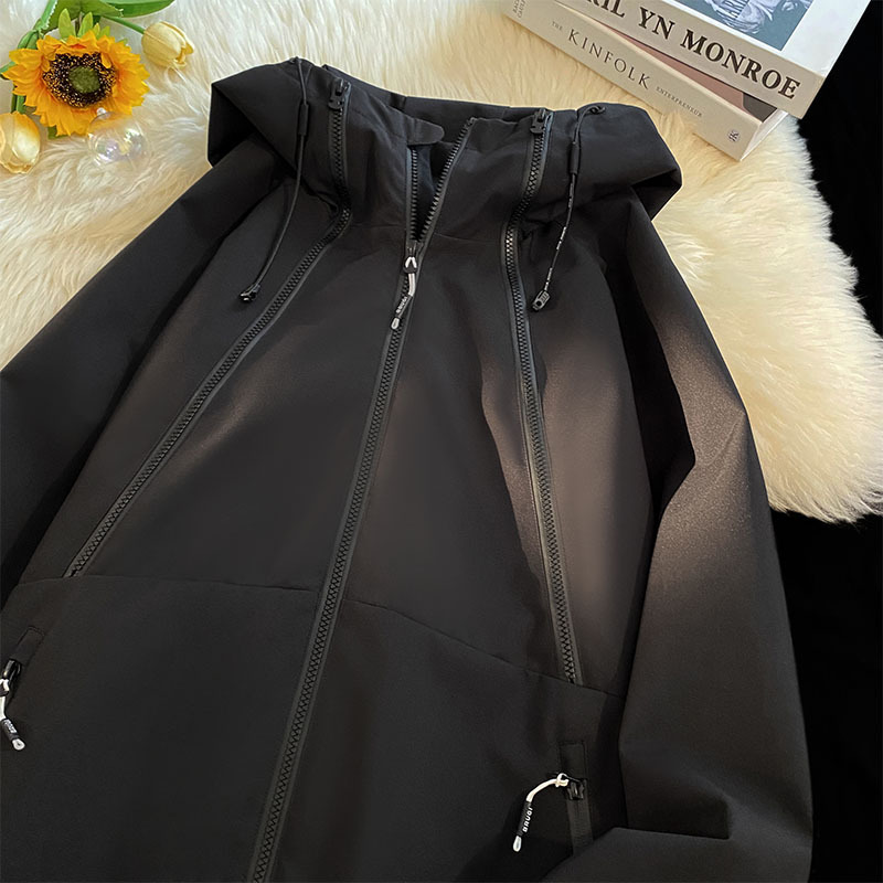 Outdoor Spring and Autumn Jackets, Unisex Couple Style, Color-Blocking Sports Hiking Windbreaker, Trendy Men's Fashion