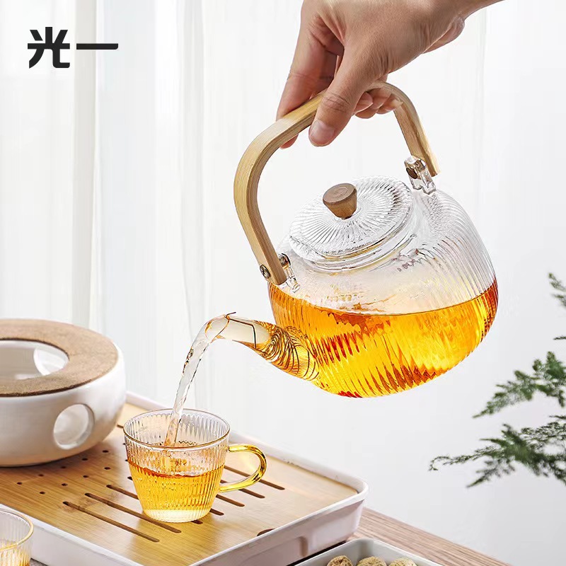 Tetera de Vidrio de Borosilicato Resistente al Calor con Filtro para Hogar
