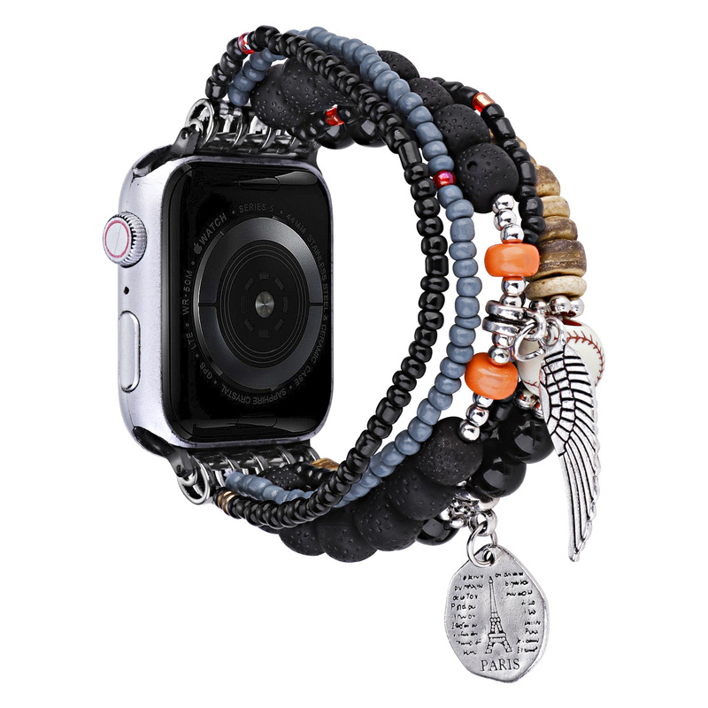 Apple Watch ストラップの全シリーズに適しており、ボヘミアンスタイルのウォッチストラップ、エスニックスタイルの手作り多層ビーズブレスレットが利用可能です。|undefined