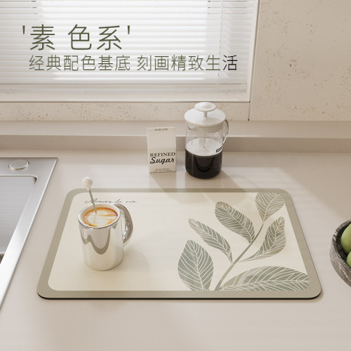 Cross-border kitchen countertop drain mat wipeable no-wash absorbent mat non-slip dish insulation mat bar mat wash basin mat