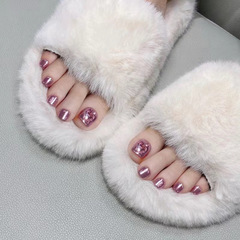 JZ-073穿戴甲美甲甲片批發銀色紫色愛心腳指甲貼可拆卸片防水腳甲