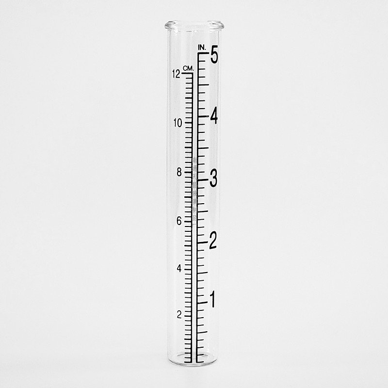 5“玻璃量雨器 平口/卷口22*150玻璃试管平底刻度 户外雨水测量