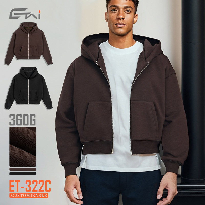 Etai Men's Clothing | Casual Style Loose Short Zipper Sweatshirt Men's Trendy Brand Men's Autumn Men's Hooded Sweatshirt