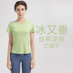 2024新款運動t恤女夏透氣健身服 速干跑步訓練緊身短袖瑜伽服上衣