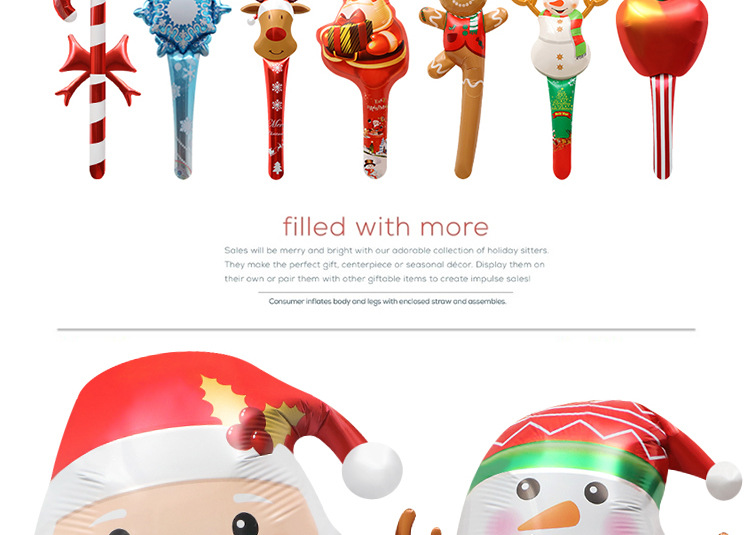 Evento de la tienda de Navidad, regalo de empuje, regalo, juguete, globo, Papá Noel, caricatura, globo de mano que golpea un palo_voghion.com