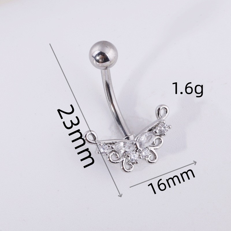 Zircon Bow Leaf Navel Ring Belly Button Ring Piercing Jewelry Wholesale detail image 13