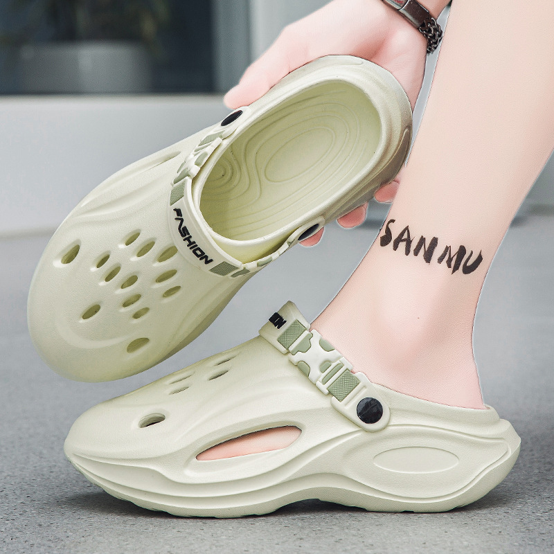 Zapatos con agujeros transfronterizos para hombres nuevos zapatos de verano huecos Baotou suela gruesa con sensación de mierda eva sandalias antideslizantes zapatos de playa para hombres