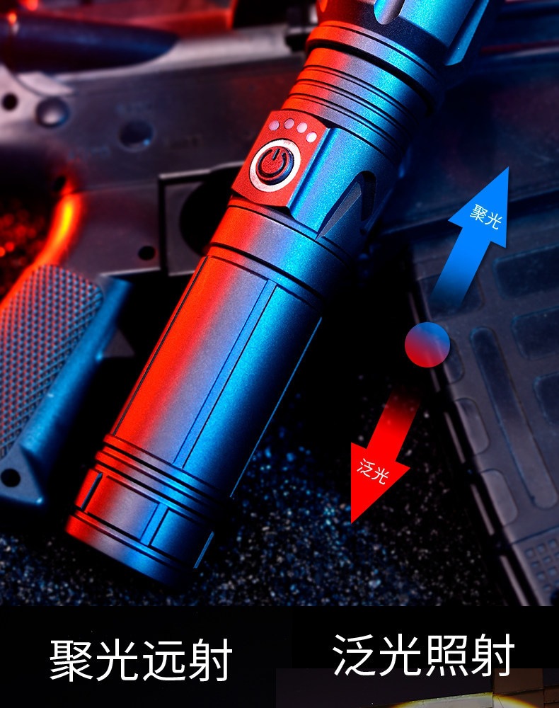 Tactical Multi-Functional Ultra-Bright Flashlight with Laser, Long-Lasting Battery Life, Portable, Long-Range, Rechargeable