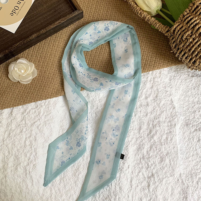 Bufanda de seda, bufanda pequeña de moda de alta gama, flor de todo fósforo, clip tridimensional, decoración de flores, serpentín, diadema