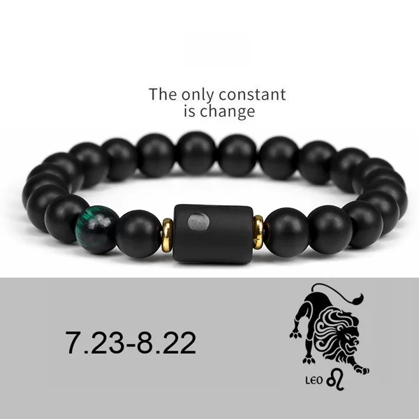 Amazon Cross-border Hot Selling 12 Constellation Bracelet Men's and Women's Natural Agate Stone Bracelet European and American Transit Fashion Jewelry