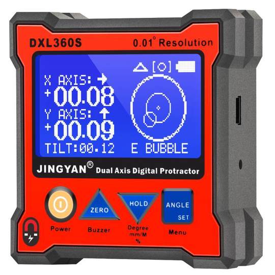 Jingyan high-precision dual-axis digital display level DXL360S electronic inclinometer box angle gauge mini level