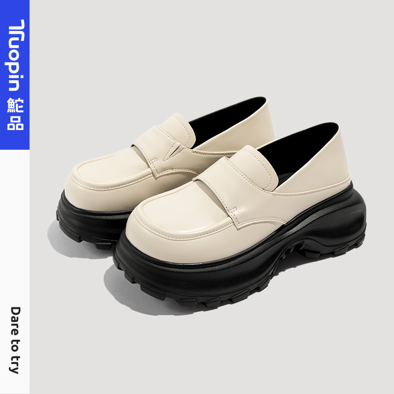 여성 가을 두꺼운 밑창 로퍼, 영국 스타일의 메리 제인 가죽 신발, 로우 컷 프랑스 신발, TP453AT