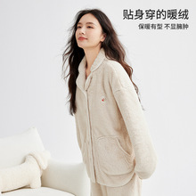 秋冬加厚珊瑚绒睡衣女冬季可外穿绒款法兰绒情侣男家居服保暖套装