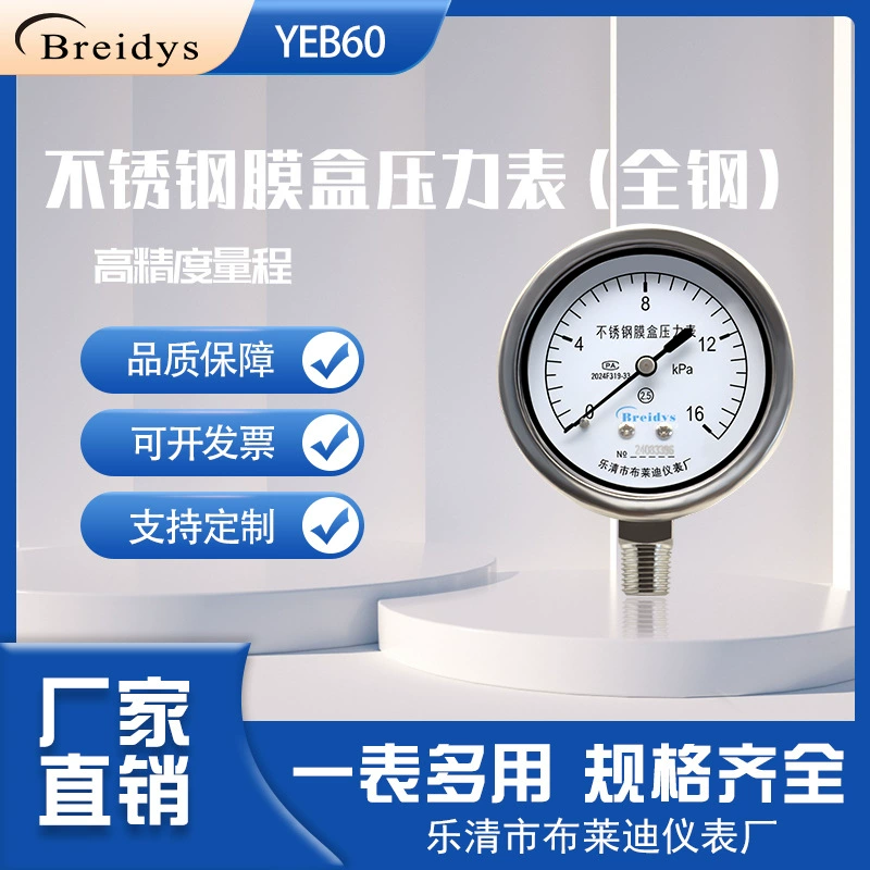 Мембранный манометр из нержавеющей стали YEB60 микро-компрессионный матовый газовый котёл кПа манометр мембранный манометр