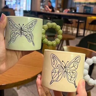 High-looking Personalized Creative Mug Butterfly Cup Water Cup Butterfly Twist Handle Cup Afternoon Tea Cup Office Cup