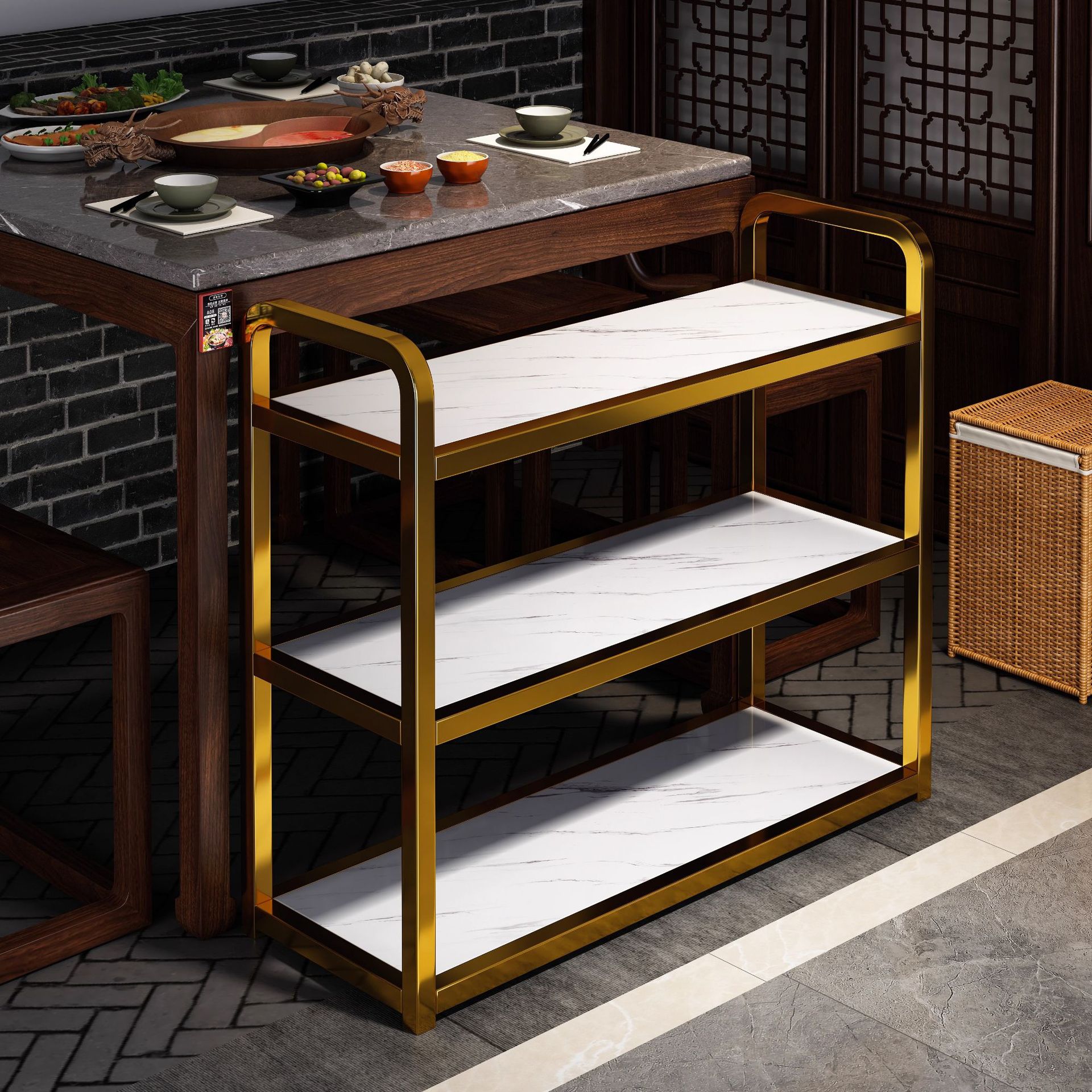 Estante de platos especial para tienda de hotpot, estante de platos comercial multicapa para cocina, estante de platos para restaurante, estante de almacenamiento para barbacoa