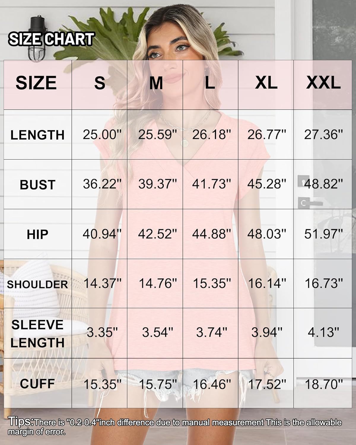 2026 Women Summer Casual V Neck Cap Sleeve Basic Tops_ecoleips.com