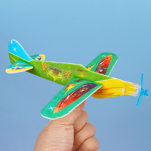 Creative children's toy small gift model assembled magic swing airplane foam paper airplane ground push gift