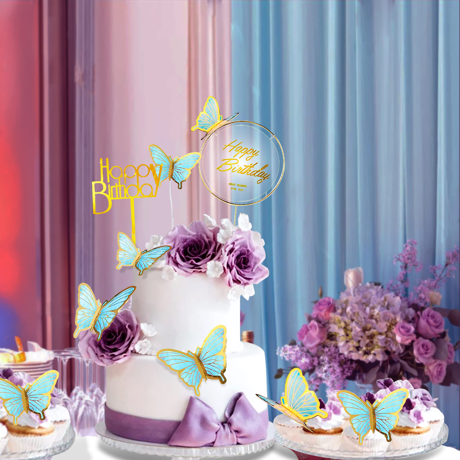 Birthday Fairy Style Cute Letter Butterfly Paper Birthday Cake Decorating Supplies display picture 9