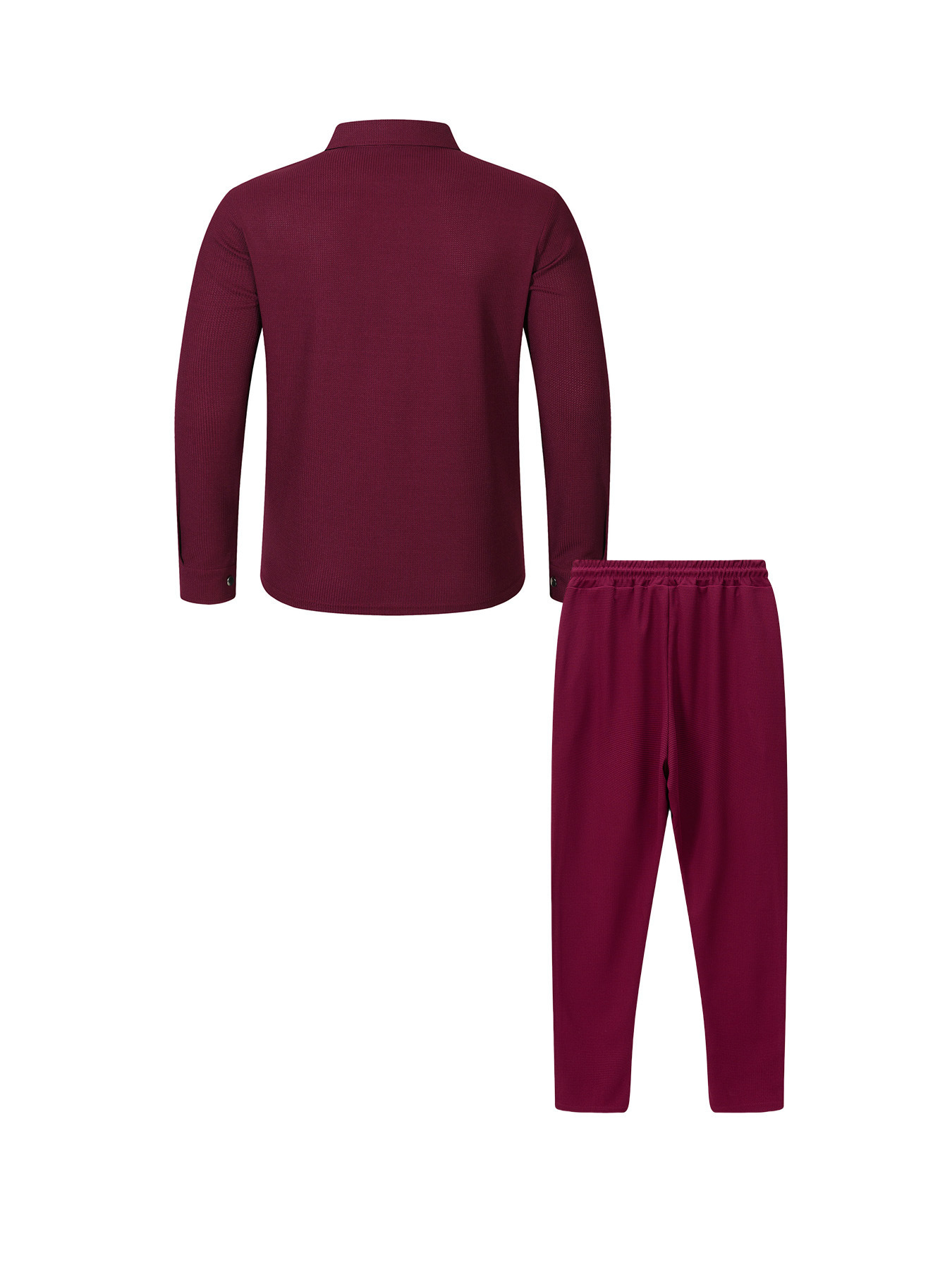 Men's Waffle Pattern Polo Shirt And Trousers Co-ord Set Casual_voghion.com